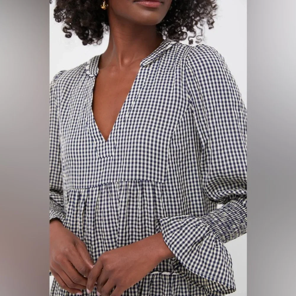 NWT Tuckernuck POMANDER PLACE‎ Navy Gingham Kenzo Dress - Picture 2 of 6